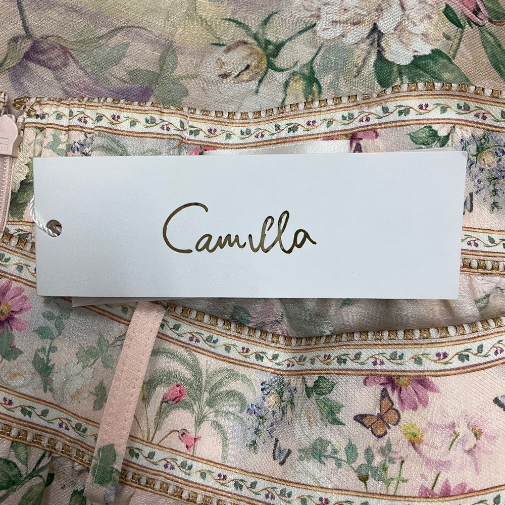 CAMILLA LIGHT PINK MULTI PALACIO PLAYGROUND PRINT MAXI SKIRT WITH DEEP HEM FRILL - Picture 5 of 5
